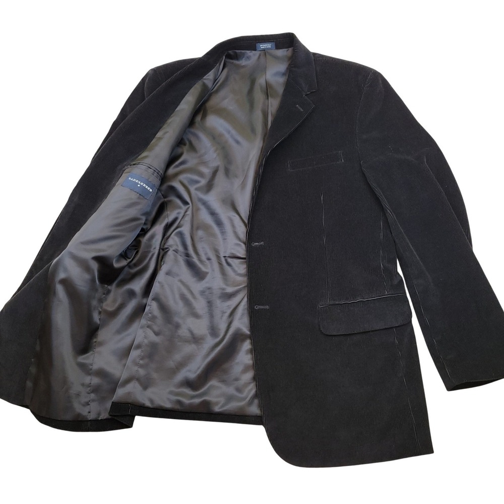 SADDLEBRED Mens Black Corduroy Blazer Jacket 42R‎ Sport Coat 2 Button